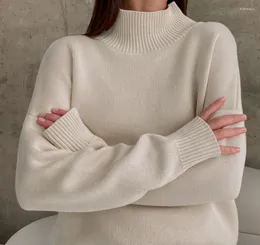 Women's Sweaters Oversized Sweater For Women Pullovers Turtleneck Rose Red Winter Knitted Top Warm Soft Girl Baggy