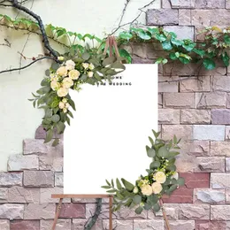 装飾的な花2pcs結婚式のアーチ緑の葉でぶら下がっているアーバー壁のための素朴な人工花の盗み表40x30cm 60x35cm