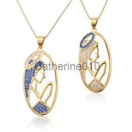 Pendant Necklaces INS Straight Diamond Oval Virgin Necklace Simple Zircon Bronze Plated Personalized Art Pendant for Men and Women J230811