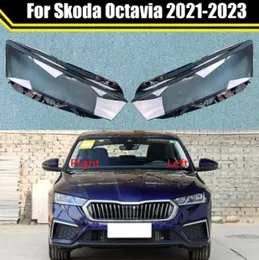 Skoda Octavia 2021-2023カーヘッドライトカバーレンズガラスシェルフロントヘッドランプ透明ランプシェードのオートライトランプ