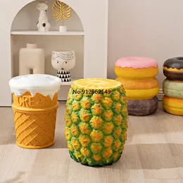 Other Home Decor Creative Cone Ice Cream Stool Changing Shoe Donut Pineapple vanity American Retro Decoration Ornament Gifts 230810