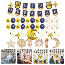 Other Event Party Supplies Eid Balloon Muslim Festival Supplies Party Favor Decor Set Mubarak Balloons Decoration Emulsion Ramadan Flag 230810