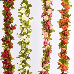 Fiori decorativi romantici simulati rosa rattan artificiale roses finte vite arredamento da fondo per la casa di matrimonio el giardino decorazione