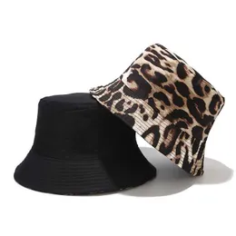 Cappelli larghi cappelli a secchio Cappelli di secchio in cotone Hat Hat Leopard Stampa Cap Capo Cappuccetto Donne Fil