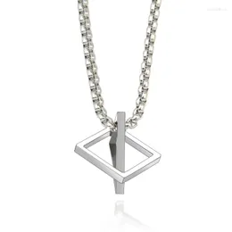 Pendant Necklaces Fashion Interlocking Square Triangle Necklace For Men Stainless Steel Simple Geometry Valentine's Day Gift