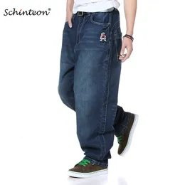 Mens Jeans Schinteon Erkekler Demin Pantolon Bol gevşek rahat hip hop kaykay sokak kıyafetleri 48 düz nakış pantolon 230810