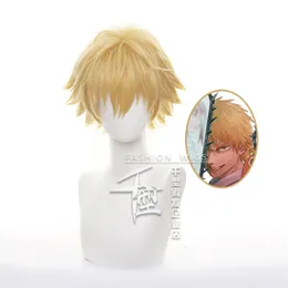 Cosplay Wigs Chainsaw Man Denji Cosplay Wig Short Golden Synthetic Hair for Men Anime Wig Halloween Carnival Party Denji Wigs 230810