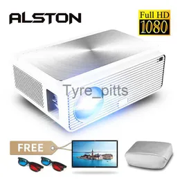 프로젝터 Alston Q9 Full HD 1080P 프로젝터 4K 6500 Lumens Cinema Proyector Beamer HDMI 호환 USB AV VGA H96 최대 선물 x0811