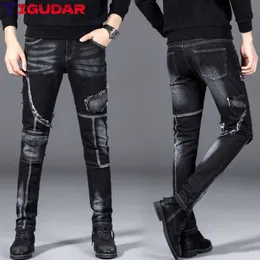 Mäns jeans Autumn Men's Jeans Ultra-Thin Straight Pants New Fashion Youth Street Pants Trend Torn varor Pants Y2k Street Pants Z230814