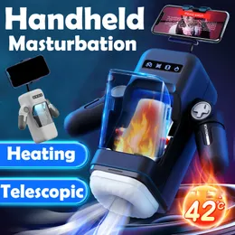 Masturbators Automatisk vagina Masturbation Machine Manlig tryckning av värme Teleskop Masturbator -avsugning Suger Real Pussy Sex Toy for Men 230810