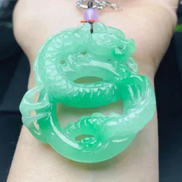 Hänge halsband skicka certifikat myanmar jadeite drake män kvinnor feng shui charm klass en burma jade halsband lyckliga amulet gåvor