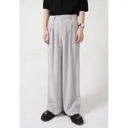 Erkek pantolon katı geniş bacak takım elbiseli moda markası erkek pantolonlar büllü Kore tarzı giyim