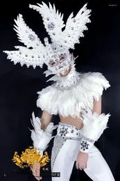 Stage Wear White Feather Angel GOGO Men's Costume Dance Team Valentine's Day