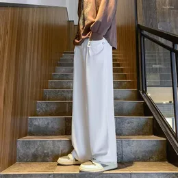 Herrbyxor 2023 Casual koreanska raka löst tröjor mjukt mode draperande vävda breda ben långa baggy byxor