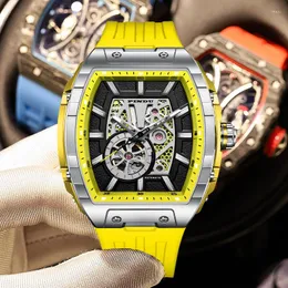 Wristwatches PINDU Mechanical Watch Wine Barrel Hollow Waterproof Sapphire Mirror Luminous Men Miyata 8215 Herrenuhr