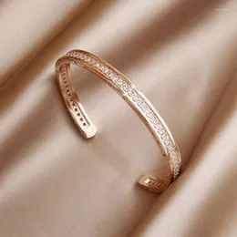 Bangle 2023 Design Simple Style Open Bangles&bracelets For Women Fashion Brand Jewelry Delicate Full Crystal Bangles