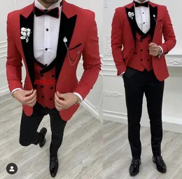 Erkek Suit Blazers Gelinlik İnce Fit Damat Erkekler Kostüm Homme Evlilik Damat Takım Smokin 3 PCS Partisi Prom Terno Maskulino Blazer 230810