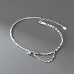 Anklets Bracelet On The Leg 925 Sterling Silver Anklets Woman Tennis Chain Foot Tobillera Beach Accessories Barefoot Silver anklets 230810