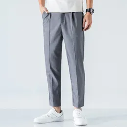 Pantaloni da uomo 2023 abiti da affari estivi uomini cotone casual dritta fitta classica ufficio classico sottile grigio nero pantalone caviglia maschio maschio maschio