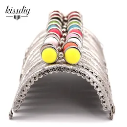 Bag Parts Accessories 10 pcs/lot 8.5cm Semicircle Silver Lace Flat Bead Metal Purse Frame Kiss Clasp Bag Accessories 230810