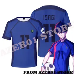 남자 티셔츠 블루 잠금 Isagi Cosplay Merch 티셔츠 Menwomen Tshirt 티 축구 축구 유니폼 애니메이션 세트 슈트 Isagi Yoichi City Esperion 230810