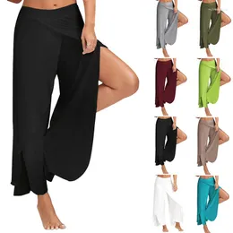 Yoga kıyafetleri kadın harem pantolon spor egzersiz eşofmanları düz renk kabilesi geniş bacak pantolonları akıcı moda plajı gündelik pantolon pantolon pantolon