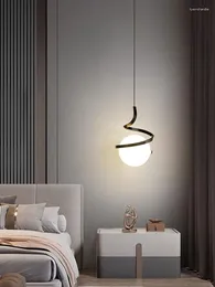 Подвесные лампы 7 Вт светодиодные лампы Nordic гостиная спальня спальня спальня кровати ресторан чернокожий белый золото подвесные светильники лестница освещение
