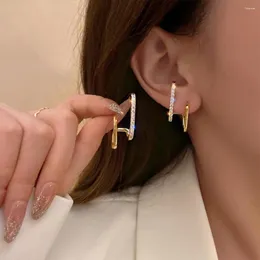 Stud Earrings EN 2023 Design Irregular U-shaped Gold Color For Woman Korean Crystal Fashion Jewelry Unusual Accessories Girls