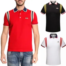 Polo-Shirt-Männer Applikat Stickel gestreifte Ärmeln bequemer Sommer Kurzbekleidung Top Herren-T-Shirts CXG23081116-6