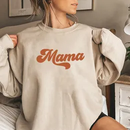 Moletons femininos Moletons Mama Moletom Retro Mom Hoodie Crewneck Pulôver Mulheres Manga Longa Dia das Mães Presentes Casuais Tops 230810