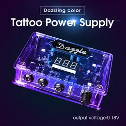 Tatueringsmaskin Tatuering Kraftförsörjning Transparent Dazzle Dual Mode LED Digital Display Screen Bench Tattoo Supplies for Coil Rotary Tattoo Pen 230811