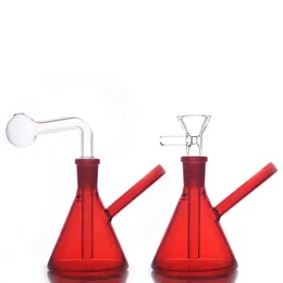 Billigste Glaswasser Bongs Rauchrohr mit 14 mm weiblicher Gelenk dicker Dreieck Mini Becher Bong Recycler Öl Rigs Aschefänger mit Dowmstem Oil Pot