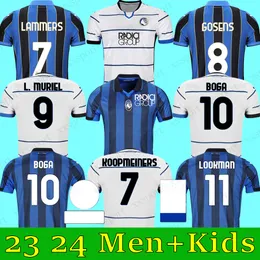 2023 2024 Atalanta FC Soccer Jerseys Lookman Muriel Ilicic de Roon Duvan Ata BC Maglia Da Calcio 23 24 Fotbollsmän och barn spelar fans version skjorta kit barn vuxna
