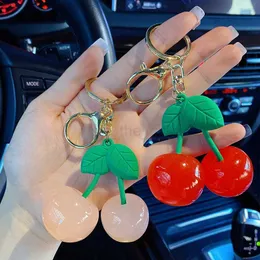 Schlüsselanhänger Lanyards Cartoon Acryl Kirsche Schlüsselanhänger Mode Simulation Obst Schlüsselanhänger Zubehör Niedliche Tasche Auto Anhänger Geschenk für Frauen Mädchen Freunde