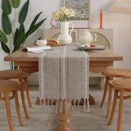 Tavolo corridore in cotone lino cotone jacquard cavo tavolo corridore nappa di lusso bandiera mobile per la casa coperchio decorativo decorazioni da pranzo decorazione 230811