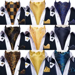 NECKINES Luksusowe męskie męskie Paisley Formalne Cravat Cravat Ascot Tie Self Brytyjski styl Silk Set na wesele Dibange 230811