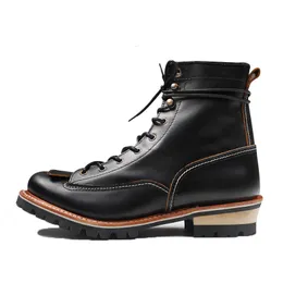 Boots Rock Can Roll P001 Mens Genuine Italian Cow Leather Motorcycle High Heel Casual Footwear Good Quality Welted 230811