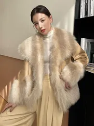 Women's Fur Women Faux Coat Autumn Winter 2023 Thicken Warm Long Sleeve With Belt Loose Korean Style Vintage Fashion Female