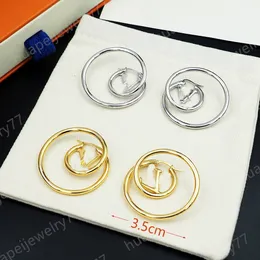 Fashion Women Hoop Earrings Designer Spiral Circle Gold Earrings 3.5cm Wide Lovers Earrings Huggie Valentine's Day Gift