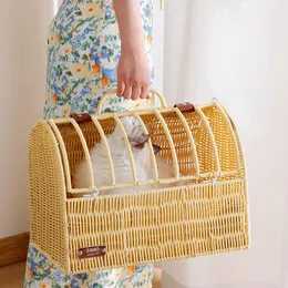 Cat Carriers Rattan Bag Out Out Portable Pet Hand-Held Messenger Cage Nest Nest Plecak