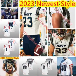 2023 Najnowszy styl marynarki wojennej koszulki piłkarskiej Tyler Baker Tedros Gleaton Luke Hutchinson Karson Lopati Jack Skidmore Isaiah Walters Braxton Woodson Jerseys