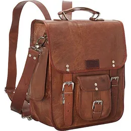 Sharo Genuine Leather Long Try-in-One Backpack Breves Messenger Bag