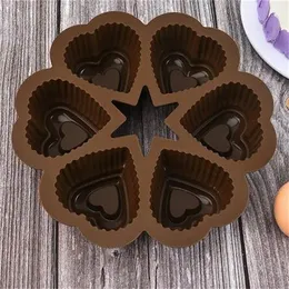 Bolo de silicone molde seis grade amor cupcake de chocolate copo de xícara de ovo de panificação de casca de pomada biscoitos de molde de molde diy tool gc2250