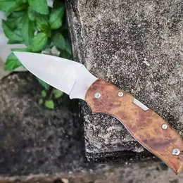 Factory hot sell Folding Pocket Knife Tactical Survival Outdoor Folding Knife Wooden Handle Self-Defense D2 Blade Hunting Fruit Knives