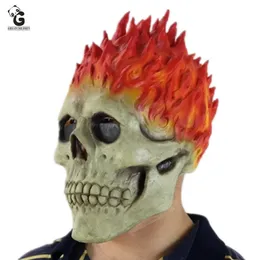 Máscaras de festa Ghost Rider Flame Skeleton Skull Mask Scary Horror Zombie Spooky Knight Halloween Demon Misque Máscão Carnival Props 230812