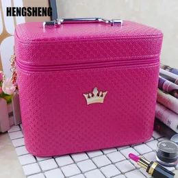 Cosmetic Bags Cases High Quality Cosmetic Bag Women Crown Large Capacity Professional Makeup Organizer Portable Brush Storage Case ZF9531 230811