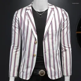 Men's Suits Italian Prom Blazer Men Striped Chaqueta Hombre 2023 Fall Vintage Formal Business