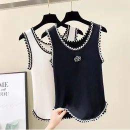 Women's Knits Tanks clothing sleeve summer Retro flower O-neck Knit Sleeveless Sweater Classic quality 40-55kg Very elastic Making old models Tank Top