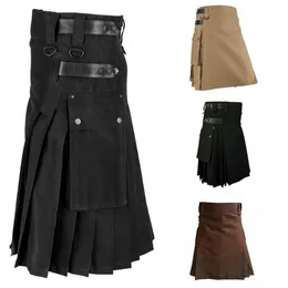 Mäns byxor skotska män solid klassisk retro traditionell rutig medeltida last personlighet kilts check mönster byxor kjol228z