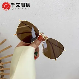 Qianai new polarizing creative box net red ins Korean sunglasses metal anti ultraviolet glasses